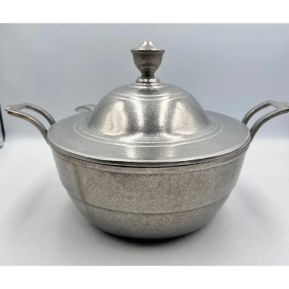 Wilton Armetale Plough Tavern Hollowware Satin Pewter Soup Tureen Lid & Ladle